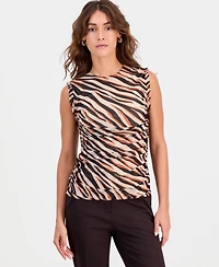 Bar Iii Women's Animal-Print Mesh Top, Macy's Exclusive