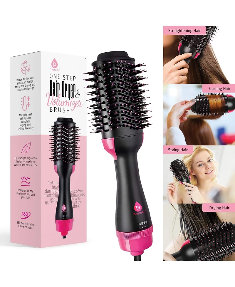 Pursonic Ultimate Hair Rejuvenation & Styling Bundle – 3-in-1 Led Scalp Therapy Brush + One Step Volumizing Hair Dryer