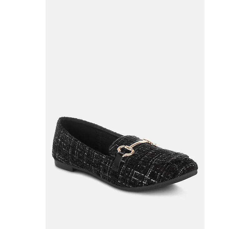 London Rag Women's Drairi Horsebit Detail Tweed Loafers
