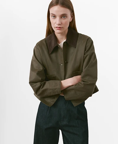 Mango Women's Contrasting Collar Denim Barn Jacket