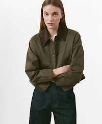 Mango Women's Contrasting Collar Denim Barn Jacket