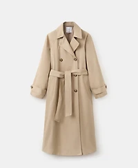 Mango Women's Long Double-Breasted Trench Coat