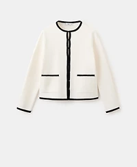 Mango Women's Contrasting Ribbed Cardigan Sweater