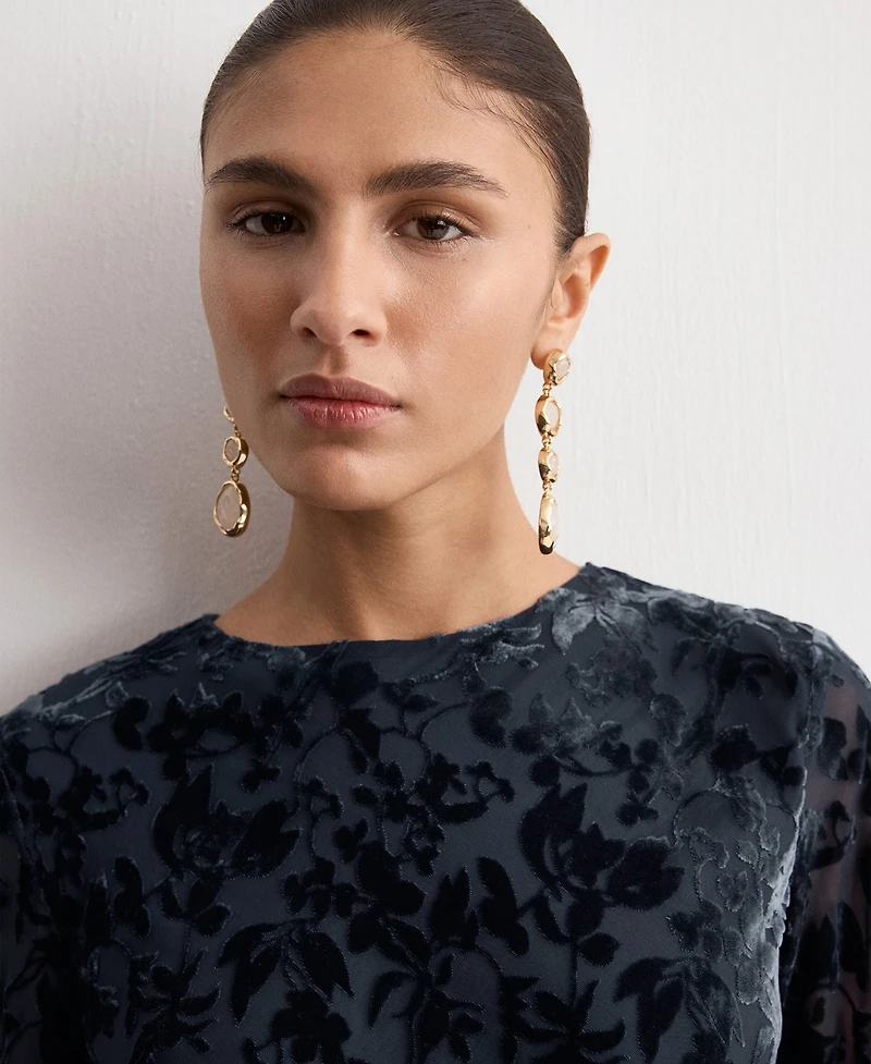 Mango Women's Bell Sleeves Devore Dress