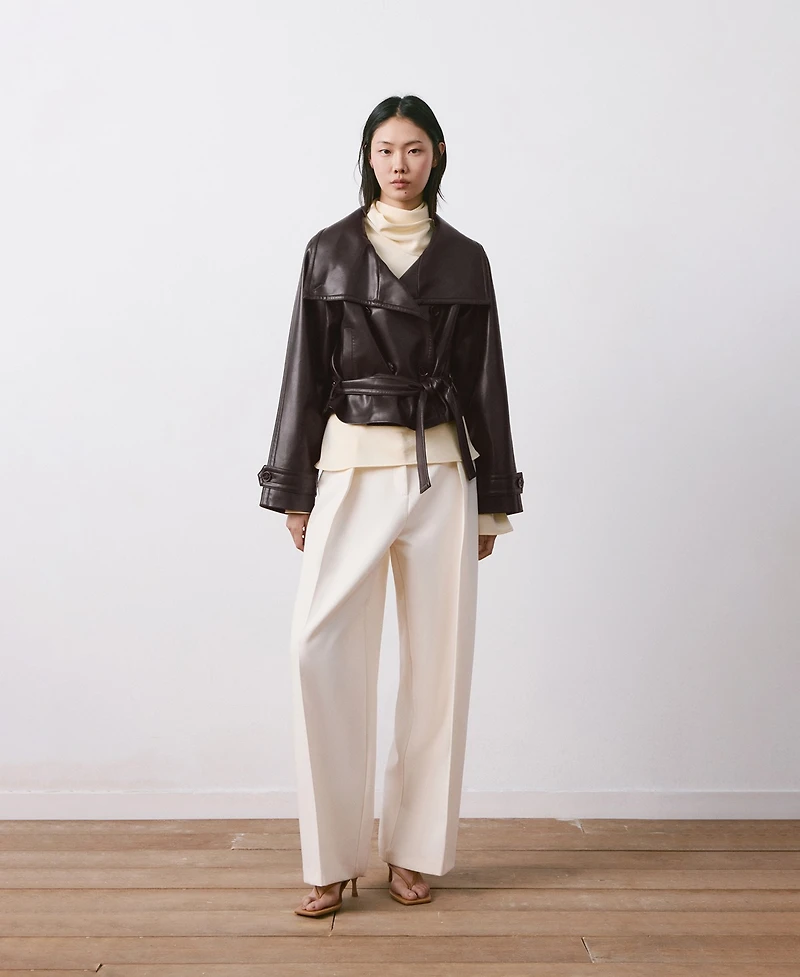 Mango Women's Maxi Lapels Faux-Leather Jacket