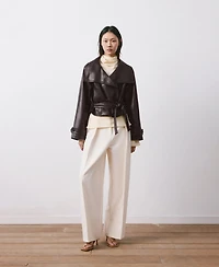 Mango Women's Maxi Lapels Faux-Leather Jacket