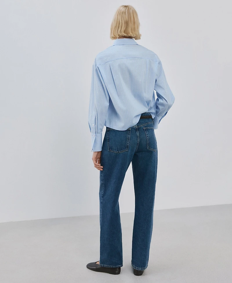 Mango Women's Strass Striped Crop Top