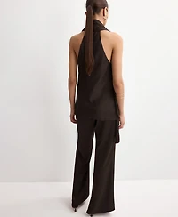 Mango Women's Satin Straight-Fit Pants