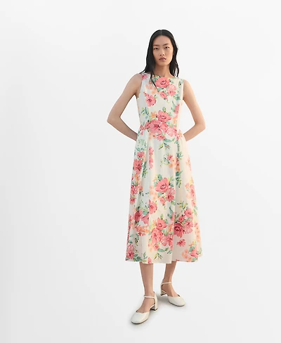 Mango Women's Floral-Print Flared Dress