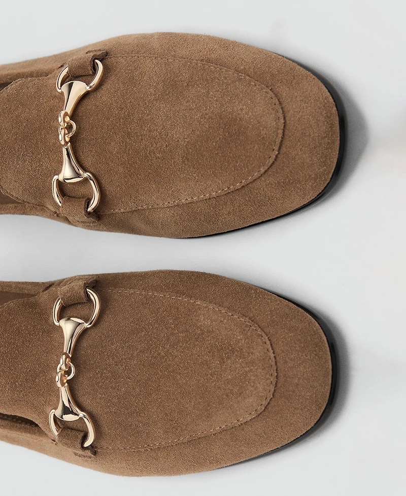 Mango Women's Buckle Leather Moccasins