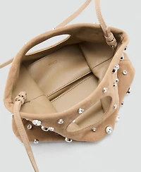 Mango Women's Suede Studded Handbag