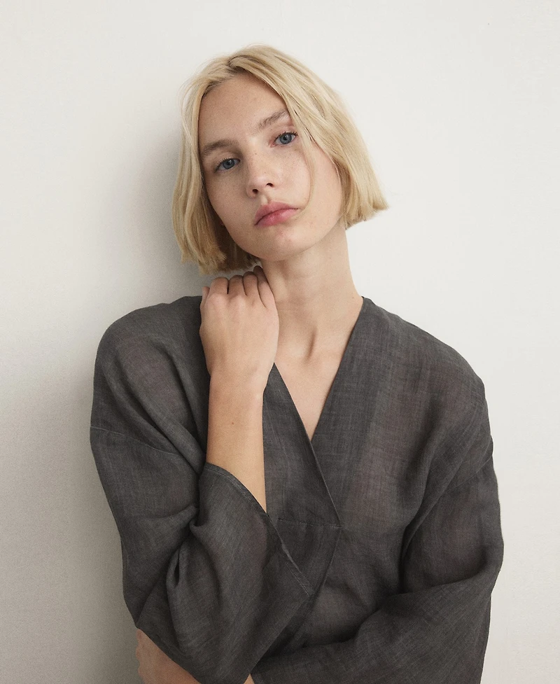 Mango Women's Overdyed Effect Ramie Kaftan