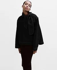 Mango Women's Knot Neck Denim Blouse