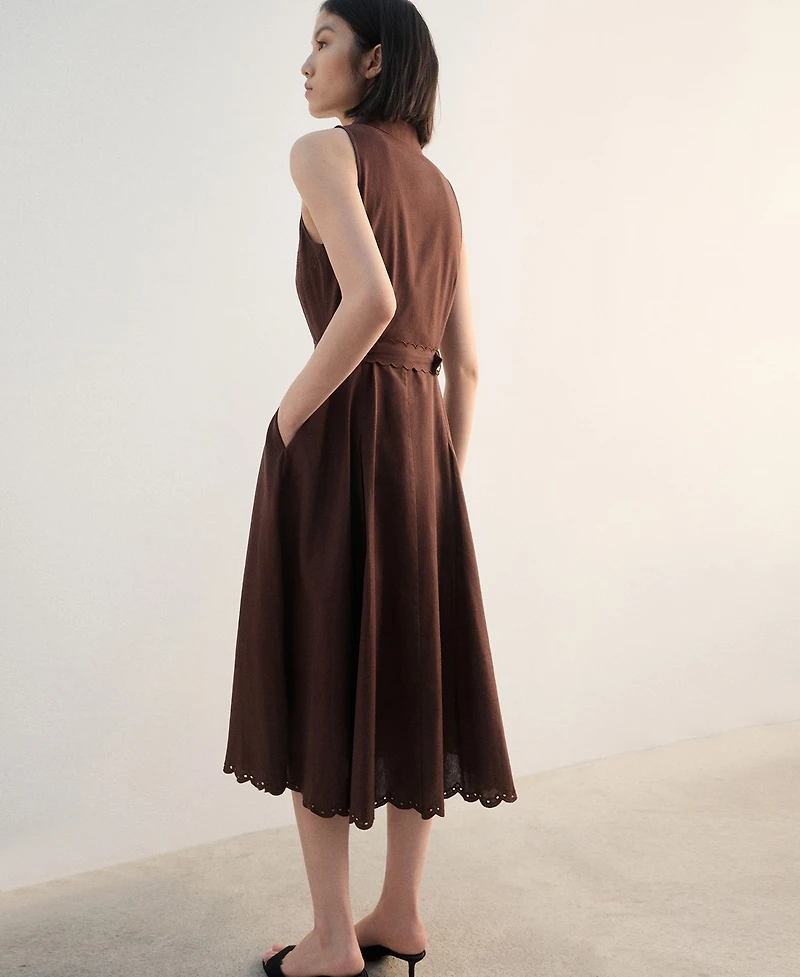 Mango Women's Embroidered Shirt Dress