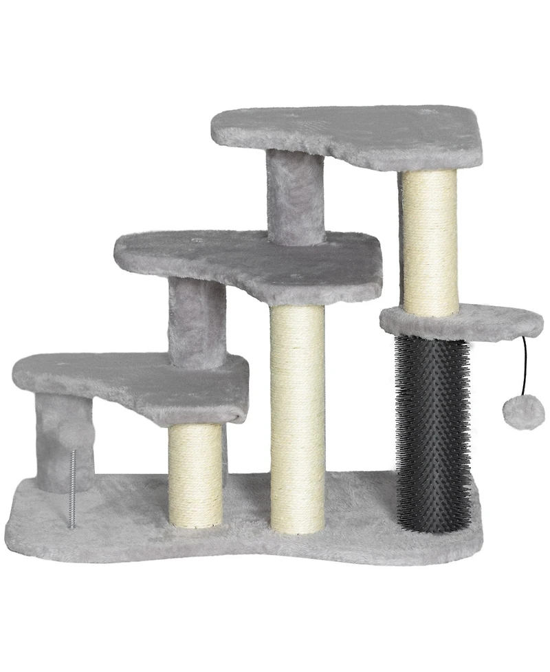 Aostirmotor 2-in-1 Cat Tree & Pet Stairs with Scratching Posts & Toy Balls, for High Beds & Couches