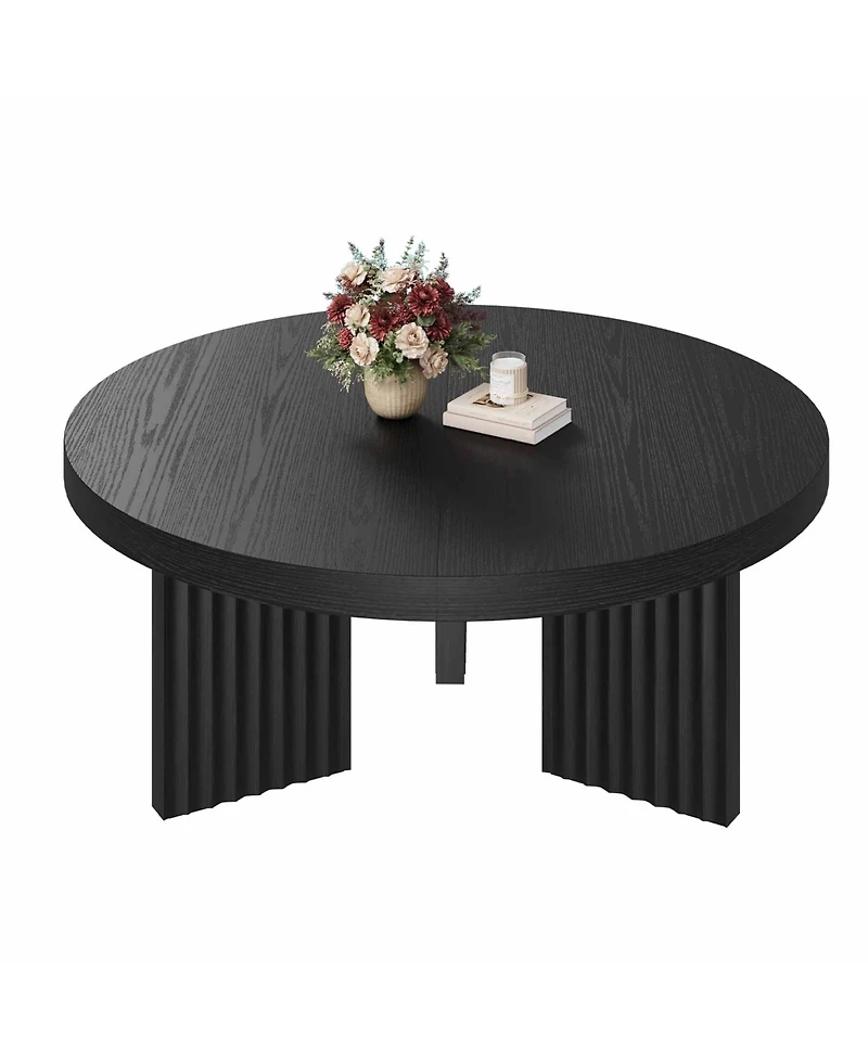 gaomon Round Coffee Table, Coffee Table for Living Room, Wood Center Table, Small Space