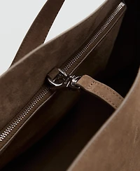 Mango Women's Suede Leather Shopper Bag