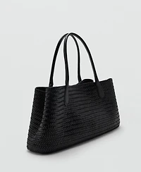 Mango Women's Large Braided Leather Shoulder Bag