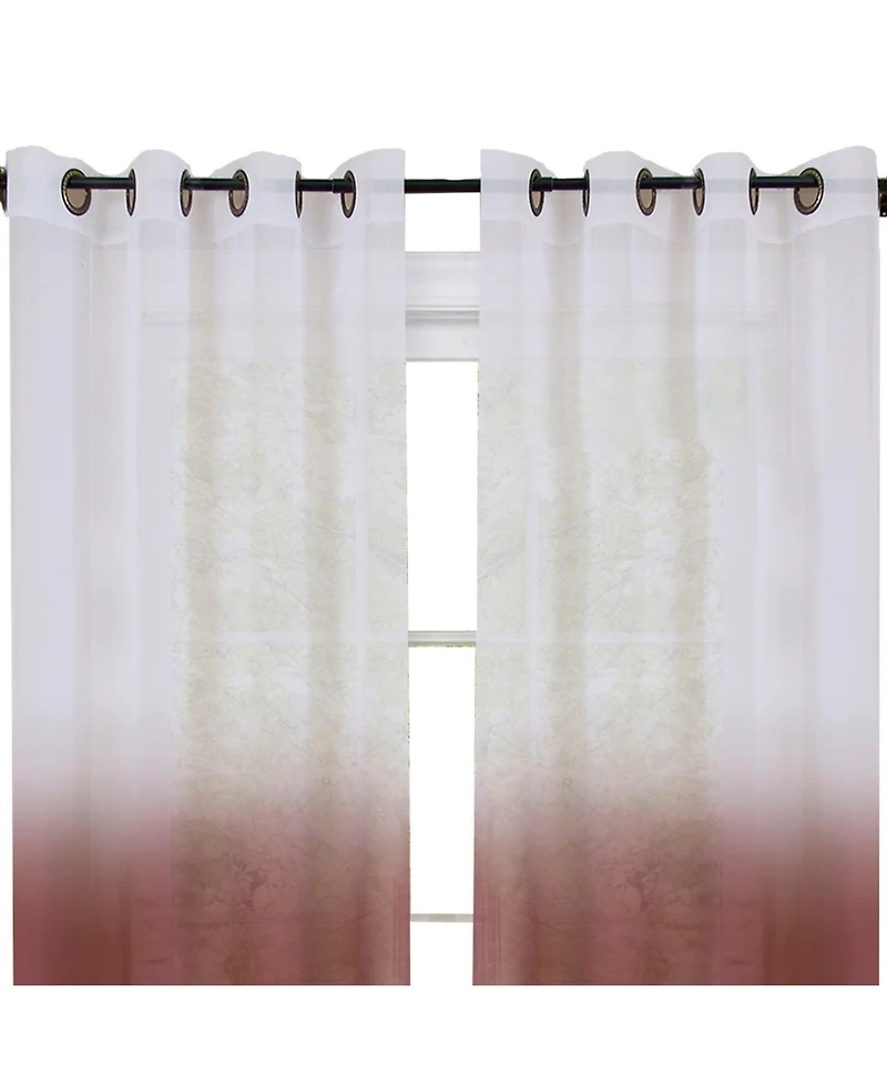 Kate Aurora Tropical Living Semi Matte Sheer Ombre Chic Grommet Top Window Curtains - 52 in. W x 84 L
