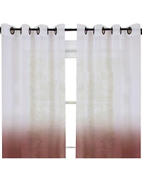 Kate Aurora Tropical Living Semi Matte Sheer Ombre Chic Grommet Top Window Curtains - 52 in. W x 84 L