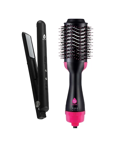Pursonic Style-on-the-Go Bundle – Cordless Hair Straightener & One Step Volumizer Brush for Sleek, Voluminous Hair Anytime, Anywhere