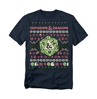 D&D Men's Dungeons And Dragons 20 Sided Dice Ugly Christmas T-Shirt