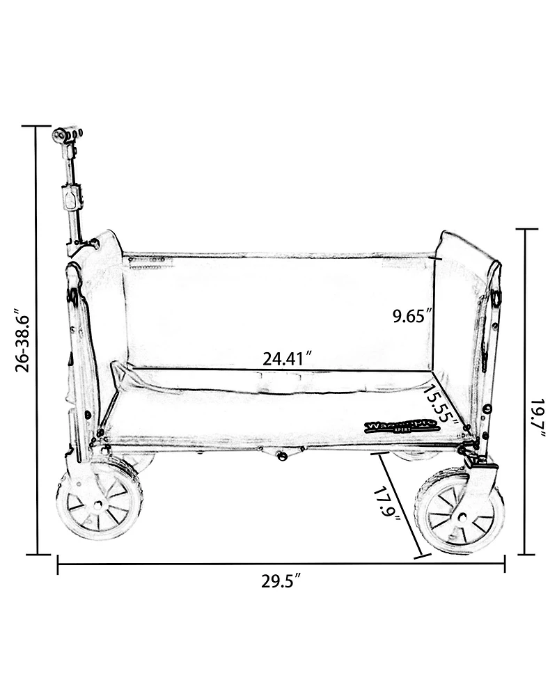 Rainsken Collapsible Wagon Cart - Heavy Duty Utility Cart with Bench Seat, Storage Compartment and Included Dog Tether for Groceries, Camping