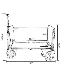 Rainsken Collapsible Wagon Cart - Heavy Duty Utility Cart with Bench Seat, Storage Compartment and Included Dog Tether for Groceries, Camping