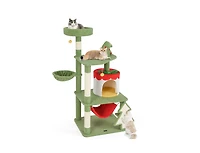 Aostirmotor Christmas Cat Tree with Sisal Scratching Posts & Gift Box Condo, Holiday Pet Furniture