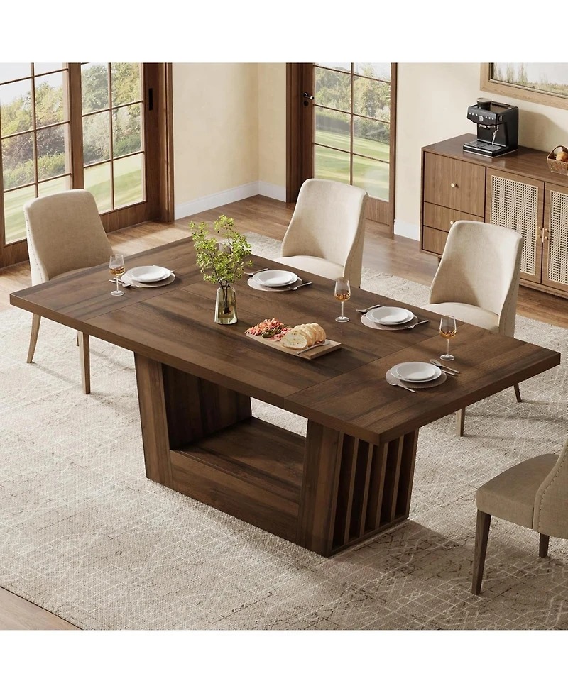 Tribesigns 63-Inch Dining Table for 4-6, Farmhouse Rectangular Kitchen Dinner Table, Wood Dining Room Furniture