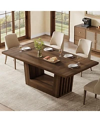 Tribesigns 63-Inch Dining Table for 4-6, Farmhouse Rectangular Kitchen Dinner Table, Wood Dining Room Furniture