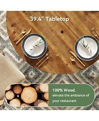 Tribesigns 39.4" Solid Wood Dining Table, Farmhouse Round Kitchen Table for Dining Room
