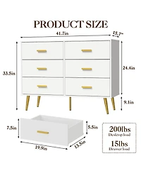 gaomon Dresser for Bedroom, Modern Wood Dresser with 6 Wide Drawers