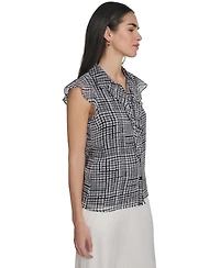 Calvin Klein Petite Collared Neck Short-Sleeve Top