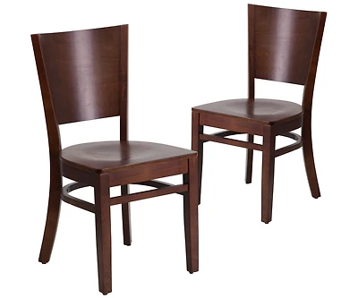 Emma+Oliver 2 Pack Solid Back Wooden Restaurant Chair