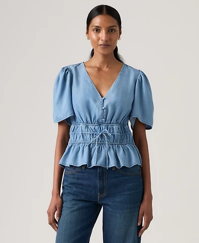 Levi's Women's V-Neck Floral-Print Short-Sleeve Blouse