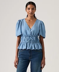 Levi's Women's V-Neck Floral-Print Short-Sleeve Blouse