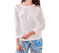 Tribal Women's Open-Stitch Embroidered Crew Neck Sweater