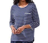 Tribal Women's Textured Stripe Knit 3/4-Sleeve Top
