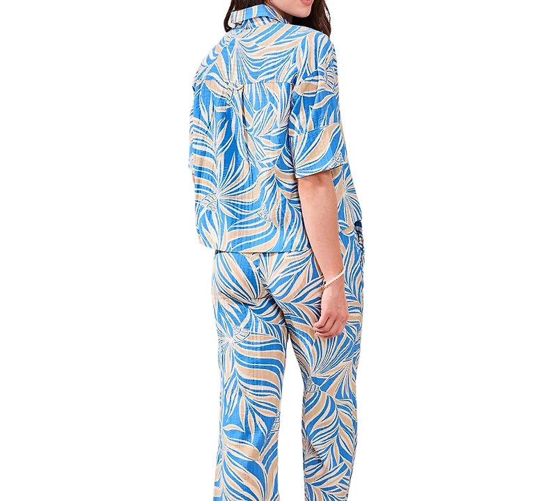 Tribal Women's Printed Loop-Stitch Button Camp Shirt