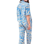 Tribal Women's Printed Loop-Stitch Button Camp Shirt