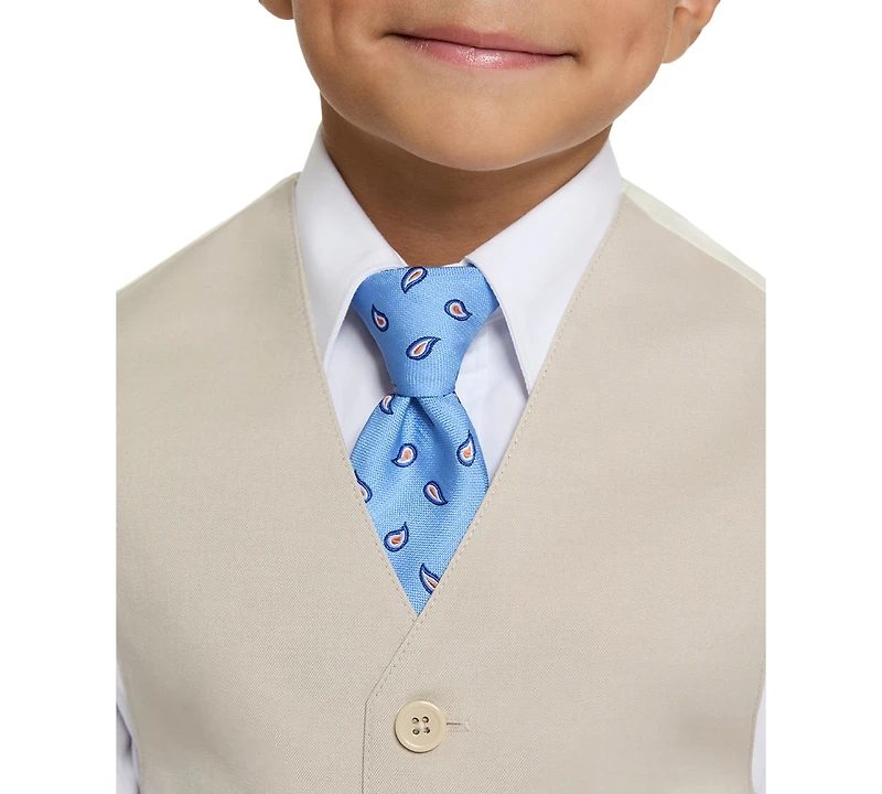 Haggar Boys' 4T-8 V-Neck Vest, Pants, Shirt and Tie, 4-Piece Set