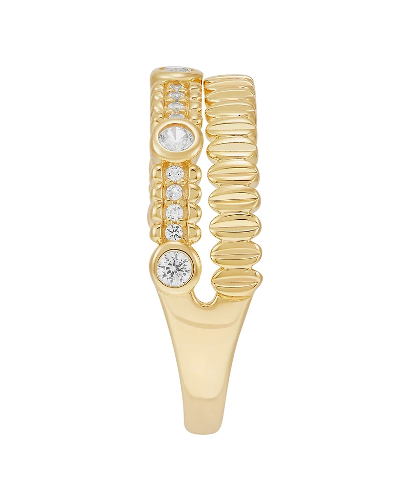 Macy's Created White Sapphire (1/3 ct. t.w.) Band Ring in 14k Yellow Gold-Plated Sterling Silver