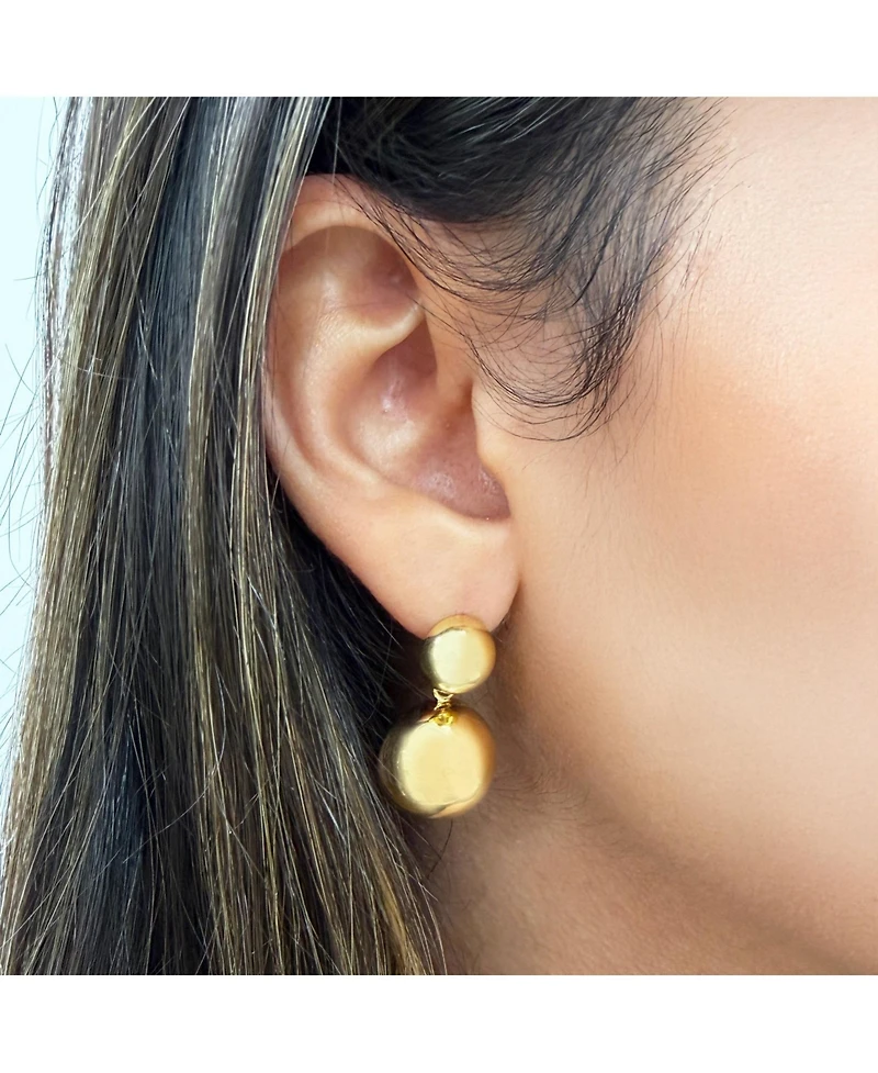 The Lovery Puffy Round Drop Earrings Sterling Silver