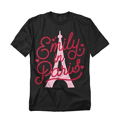 Emily Paris Men's Hearts And Effiel Tower T-Shirt