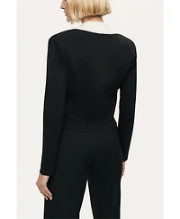 Nocturne Women's Contrast Collar Knit Cardigan