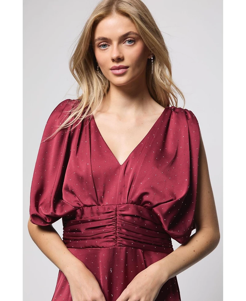 Oasis Women's Hotfix Detail Ruched Bodice Midi Dress