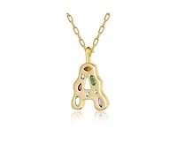 Genevive Unique 14K Gold Plated Multifaceted Cz Initial Pendant Necklace