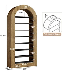 Tribesigns 8-Tier Arched Bookshelf, 70.9'' Bookcase with Storage, Modern Bookshelf