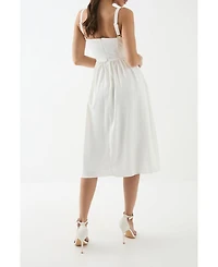 MissPap Women's Square Neck A Line Midi Dress